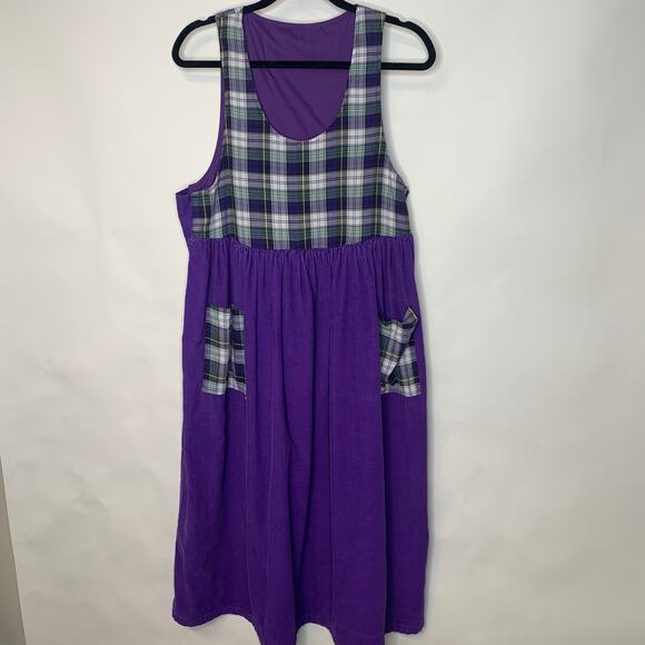 Cottagecore Purple Plaid Babydoll Dress Sz Medium - Picture 5 of 10